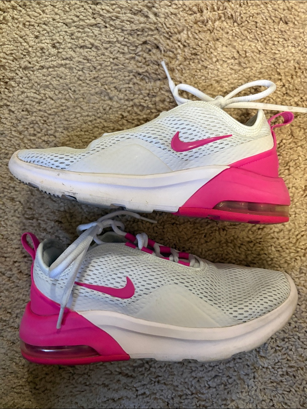 Nike Women's White Athletic Sneakers with Pink Accents